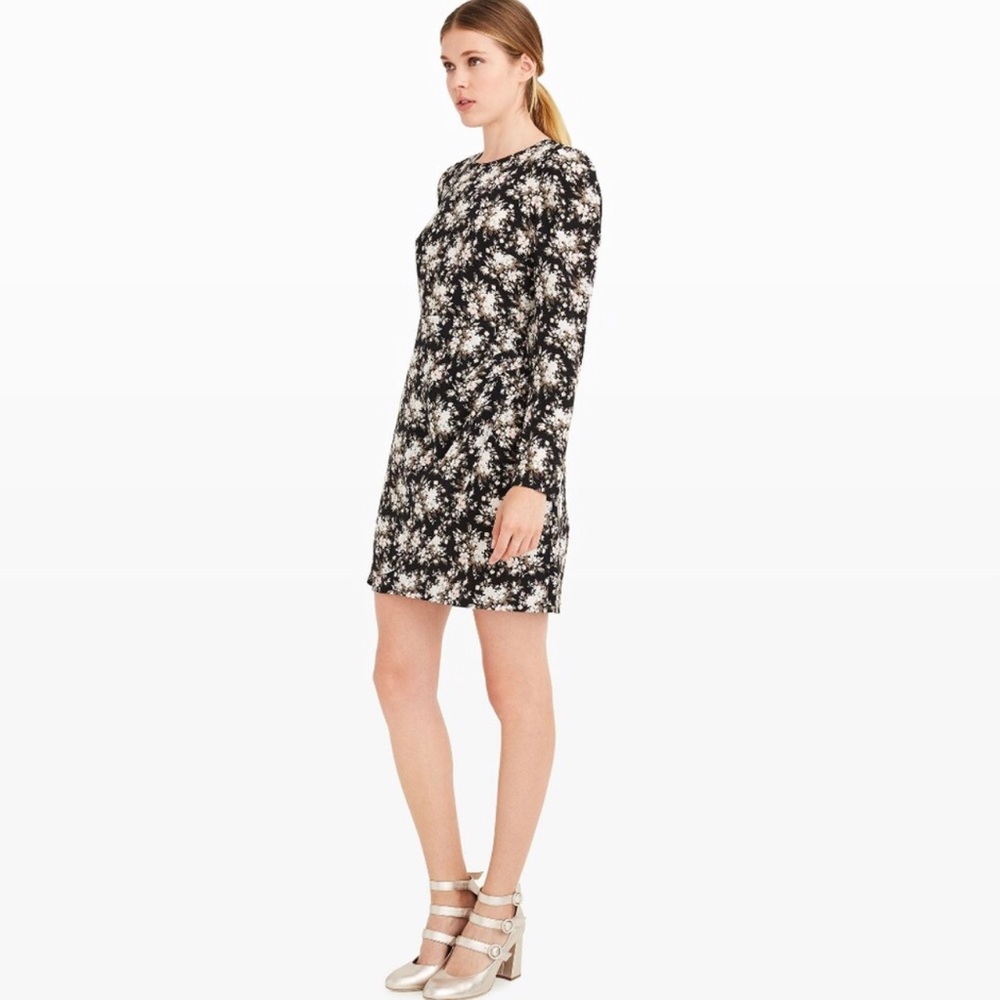 Club Monaco Silk Amelda Black Floral Print Dress